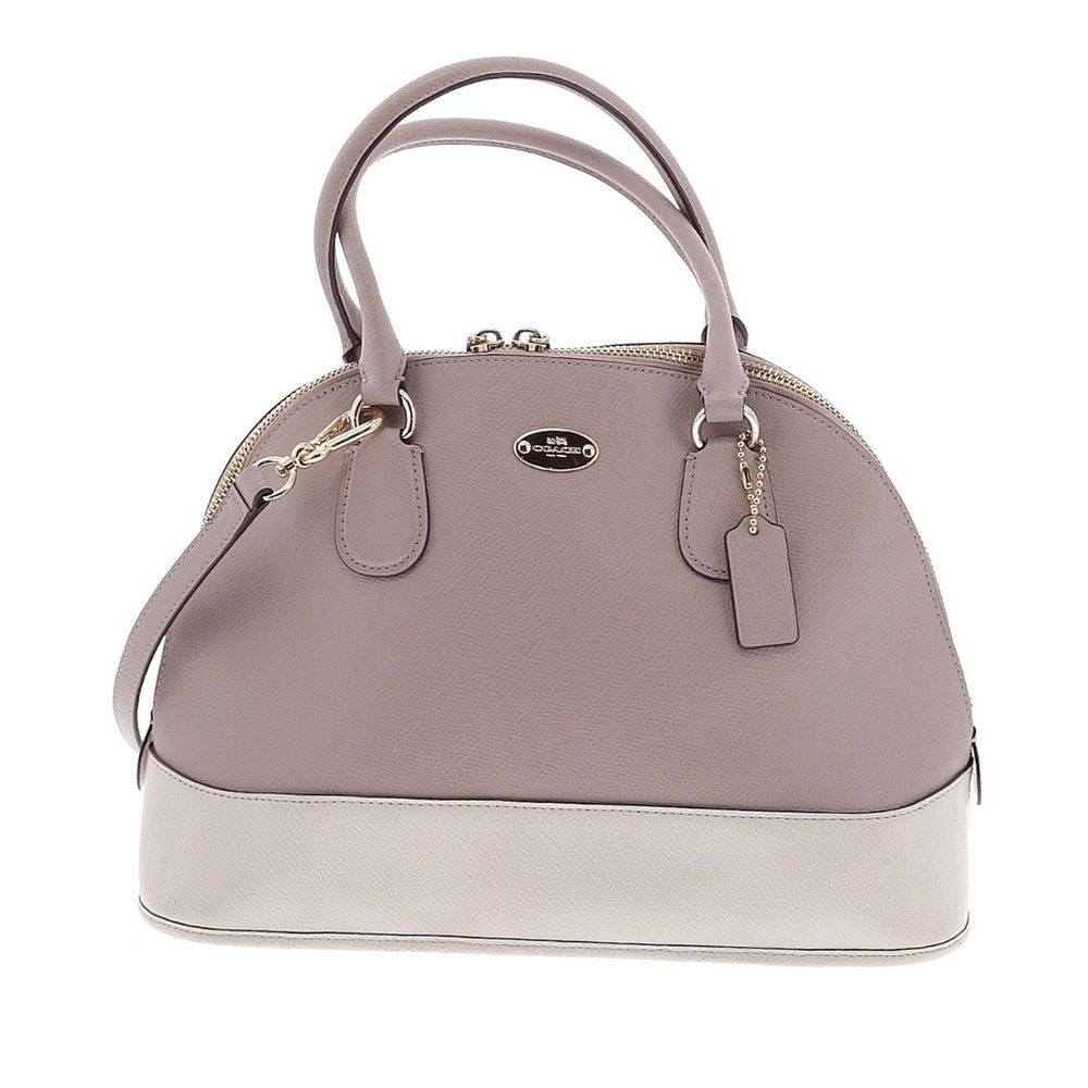 Coach Purse (Mini Cora Domed Satchel Leather - Gold/Grey Birch/Chalk)